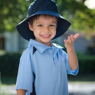 Mixed,Race,Asian,Caucasian,Boy,Confidently,Leaves,Home,On,His